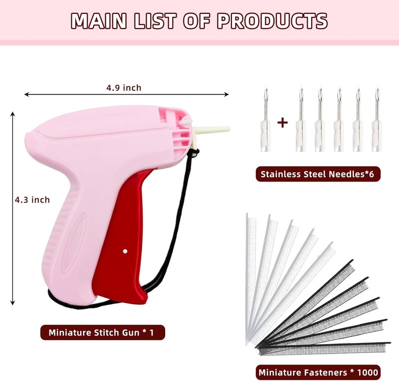 Fifchall Stitch Gun for Clothes - Handheld Fine Stitch Gun Quick Clothing Fixer - Includes 6pcs Fine Needles, 500 Black Fasteners & 500 White Fasteners - Tag Gun for Clothes - Image 2